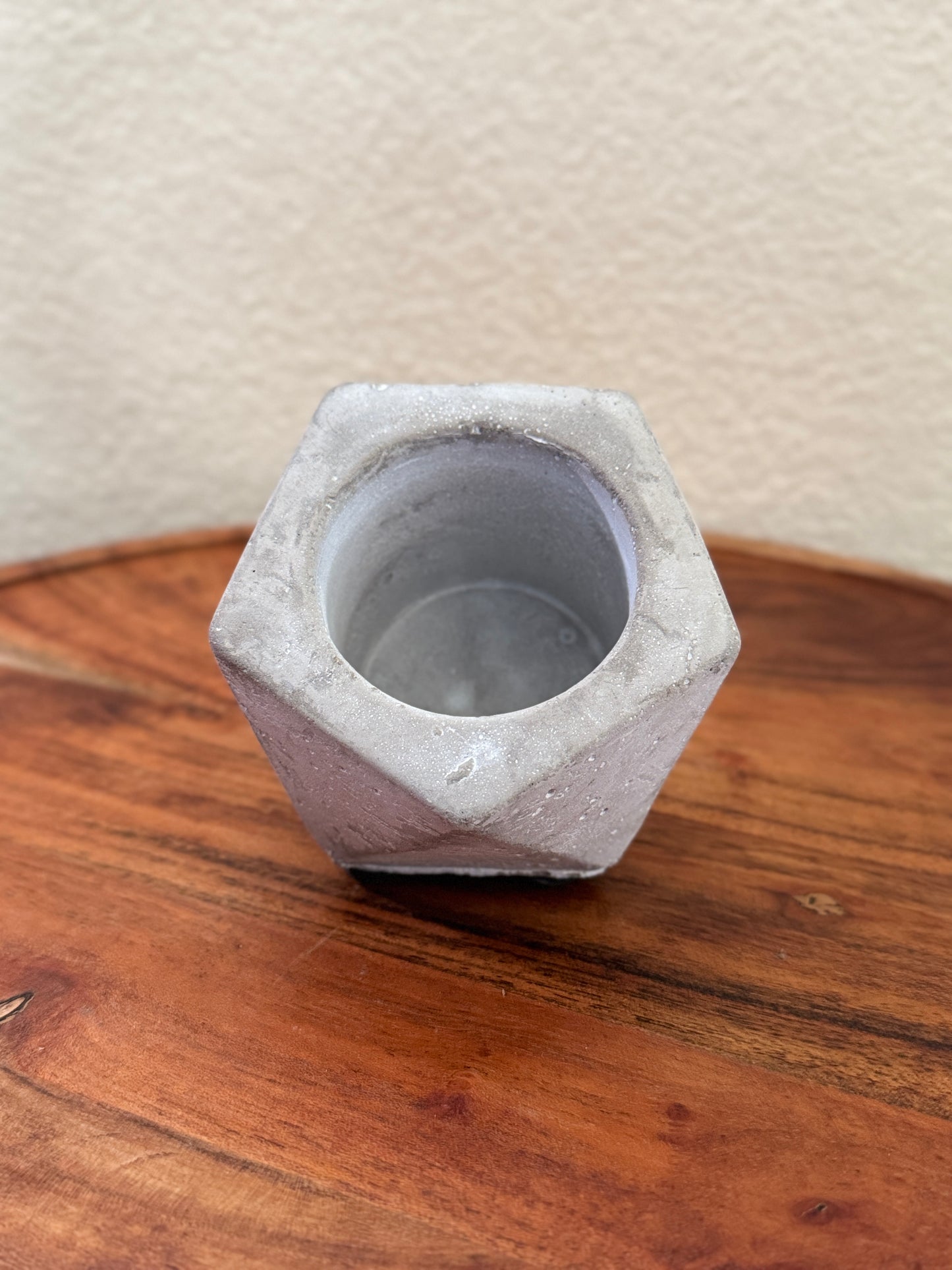 Geometric Cement Planter 16 Sided Design with 2 Inch Hole for Airplant or Any Small Plant Unique Decorative Pot Modern Industrial Charm