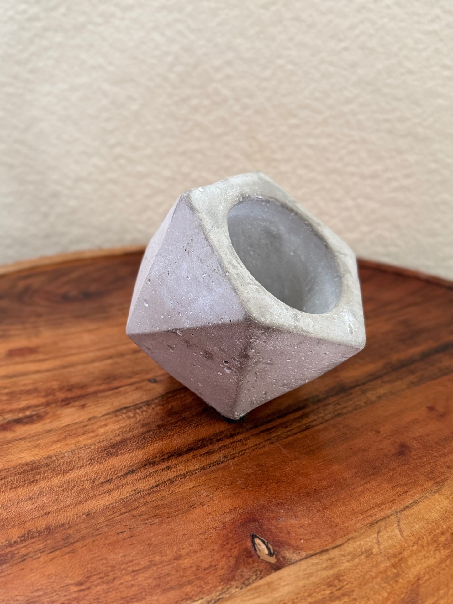 Geometric Cement Planter 16 Sided Design with 2 Inch Hole for Airplant or Any Small Plant Unique Decorative Pot Modern Industrial Charm