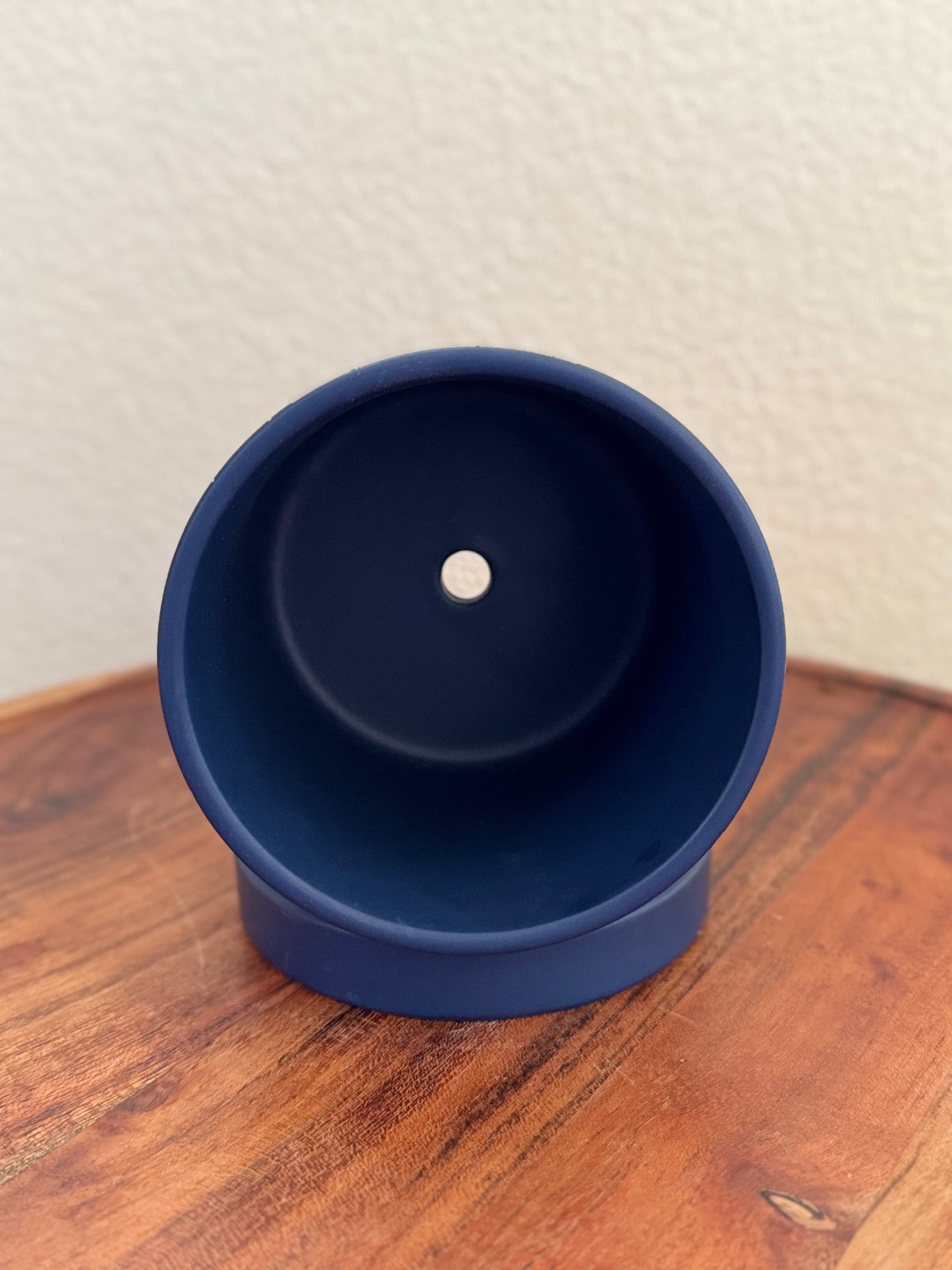 Romey Pot Dark Blue 4.25” x 4.75” with Matching Base for Small Indoor Plants and Decorative Arrangements flower pot
