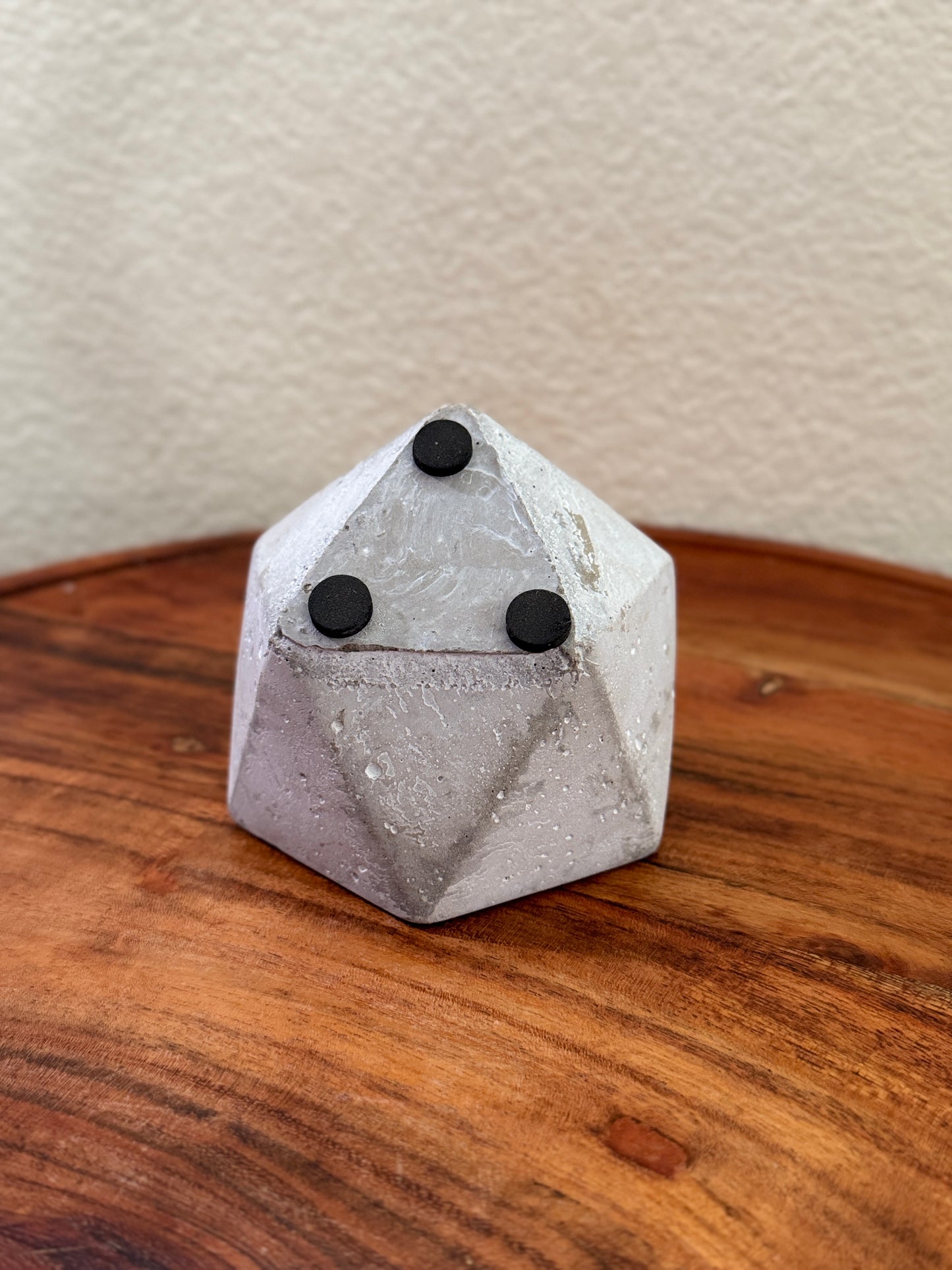 Geometric Cement Planter 16 Sided Design with 2 Inch Hole for Airplant or Any Small Plant Unique Decorative Pot Modern Industrial Charm