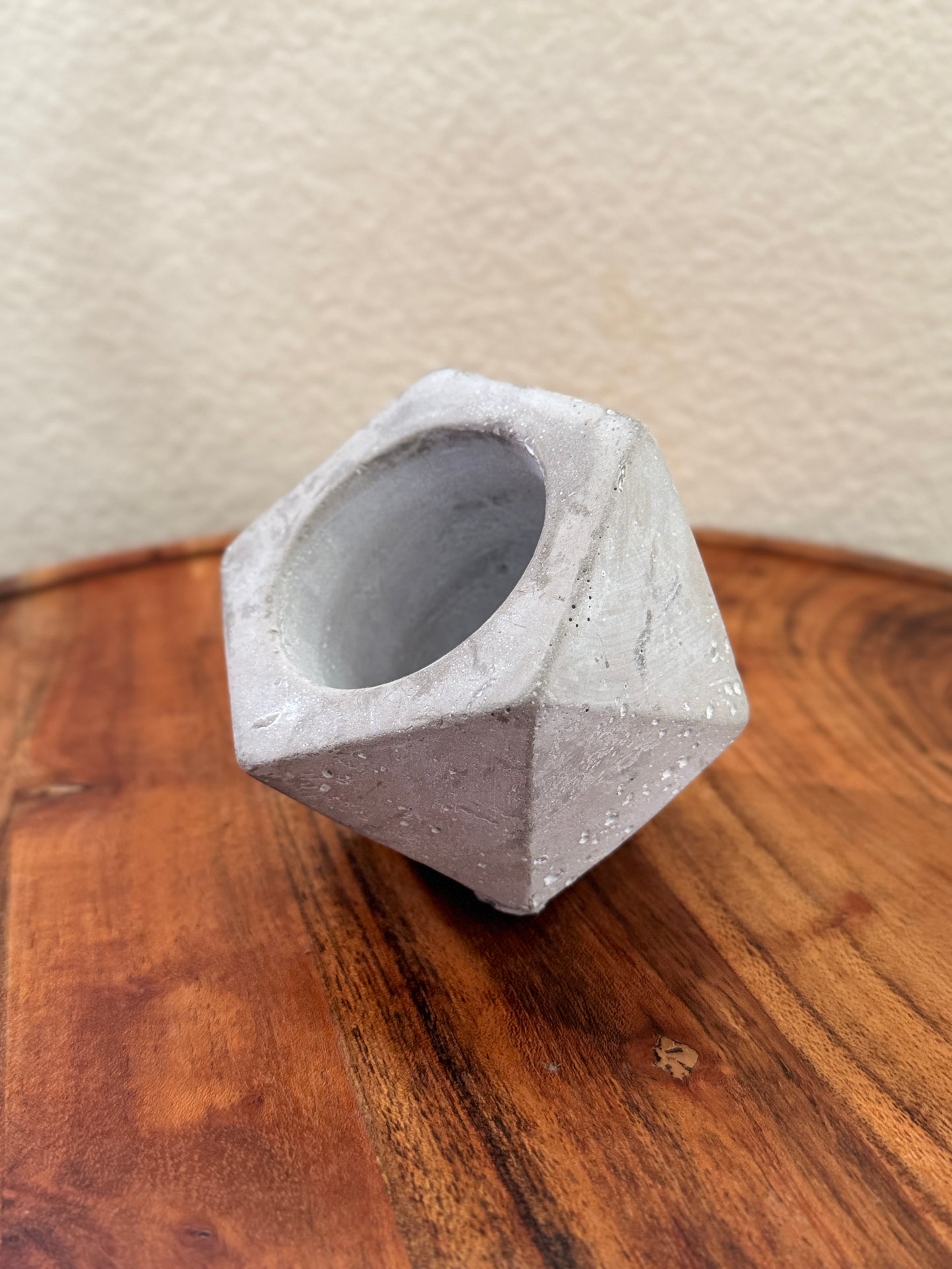 Geometric Cement Planter 16 Sided Design with 2 Inch Hole for Airplant or Any Small Plant Unique Decorative Pot Modern Industrial Charm